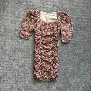 Floral Fitted Dress with Statement Sleeves